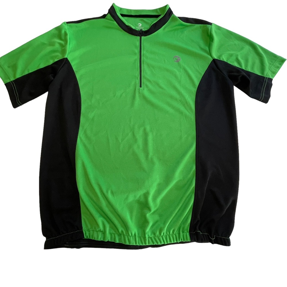 Tenn Mens 3XL Cycling Jersey Green Black Short‎ Sleeve Zip Bike Shirt